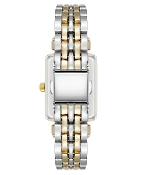 Anne Klein Women's Quartz Rectangular Roman Numeral Two-Tone Metal Alloy and Light Blue Dial Watch, 23mm