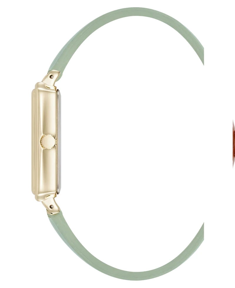 Anne Klein Women's Quartz Casual Mint Polyurethane Leather and Gold-Tone Metal Alloy Watch, 25mm