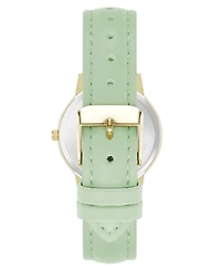 Anne Klein Women's Quartz Casual Mint Polyurethane Leather and Gold-Tone Metal Alloy Boyfriend Watch, 34mm