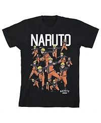 Naruto Boys Character Squad Youth Black Graphic Tee-xl