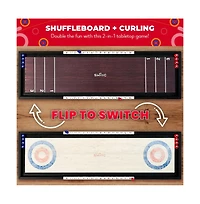 Swooc 2-in-1 Shuffleboard and Curling | 100% Solid Wood Shuffleboard Table (4ft) | With 5+ Games | Board Game Table Top Games