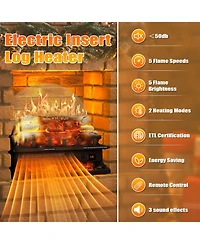 Cowsar 21 Inch Electric Fireplace Heater with Remote Control, Realistic Flame Effect and Ember Bed, Overheat Protection, Adjustable Brightness, Speed,