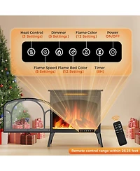 Cowsar Realistic Flame Electric Fireplace Stove, 500/1500W Freestanding Fireplace Heater with Remote Control and Timer, Adjustable Fireplace Stove Fla
