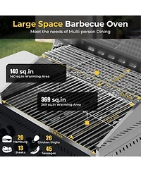 Cowsar 4-Burner Gas Bbq Grill, Astm 304 Stainless Steel Propane Grill with 32000 Btu, Outdoor Grill with Top Cover Lid,Wheels,Side Storage Shelves for