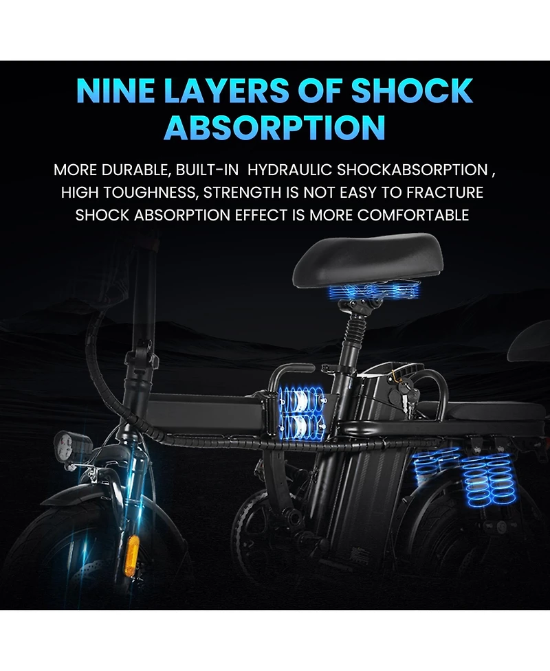 Ltmate Global Inc. Foldable Electric Bicycle, 500W Peak Motor 45 Miles 80KM Max Range, Upgraded E-bike with Front Basket