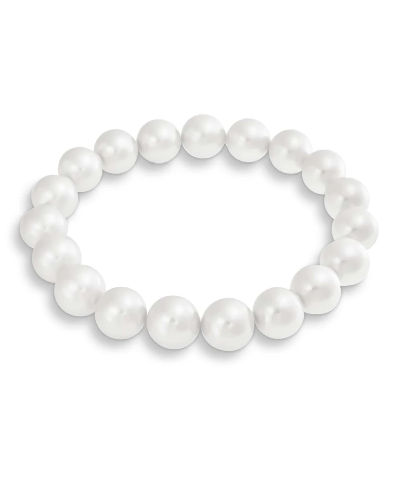 Bling Jewelry Classic Ball Round White Strand Simulated Pearl Stretch Bracelet 8MM Beads