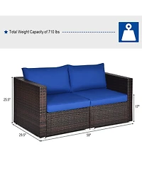 2PCS Patio Rattan Corner Sofa Sectional Furniture