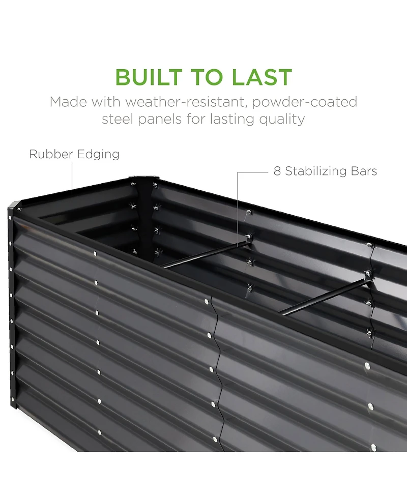 Best Choice Products 8x2x2ft Outdoor Metal Raised Garden Bed, Planter Box for Vegetables, Flowers