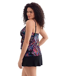 Longitude by Mimi Flamingo Fine China Faux Ruffle Skirtini Swimsuit