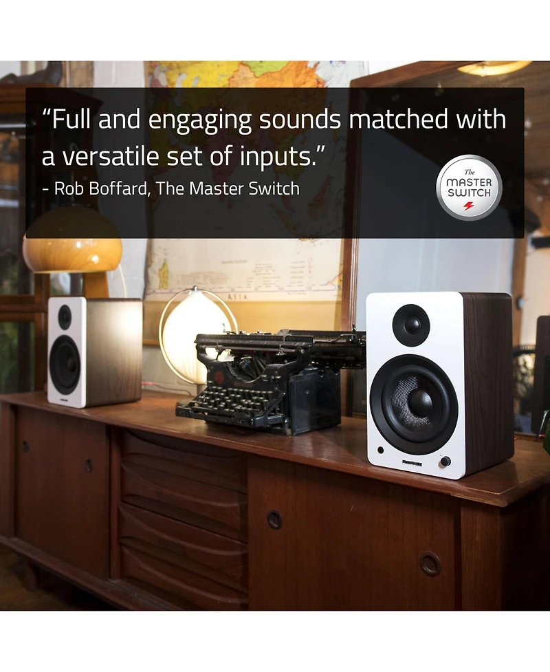 Fluance Ai61 Powered 2-Way 2.0 Stereo Bookshelf Speakers with Speaker Stands 6.5" Drivers 120W Amplifier for Turntable Bluetooth 5 Wireless Music