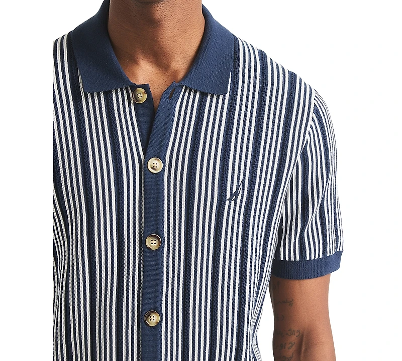 Nautica Men's Classic-Fit Stripe Sweater-Knit Polo Shirt