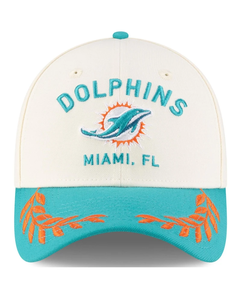 New Era Men's Cream/Aqua Miami Dolphins 2025 Nfl Draft 39THIRTY Flex Hat
