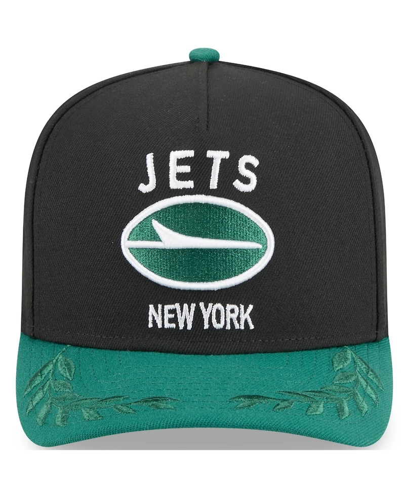 New Era Men's Black/Green New York Jets 2025 Nfl Draft A-Frame 9FIFTY Snapback Hat