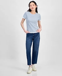 Hippie Rose Juniors' Layered Look Striped T-Shirt
