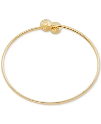Textured Bead Polished Bypass Bangle Bracelet in 10k Gold