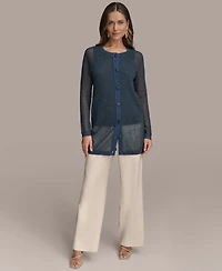 Donna Karan New York Women's Sequin Embellished Long Cardigan