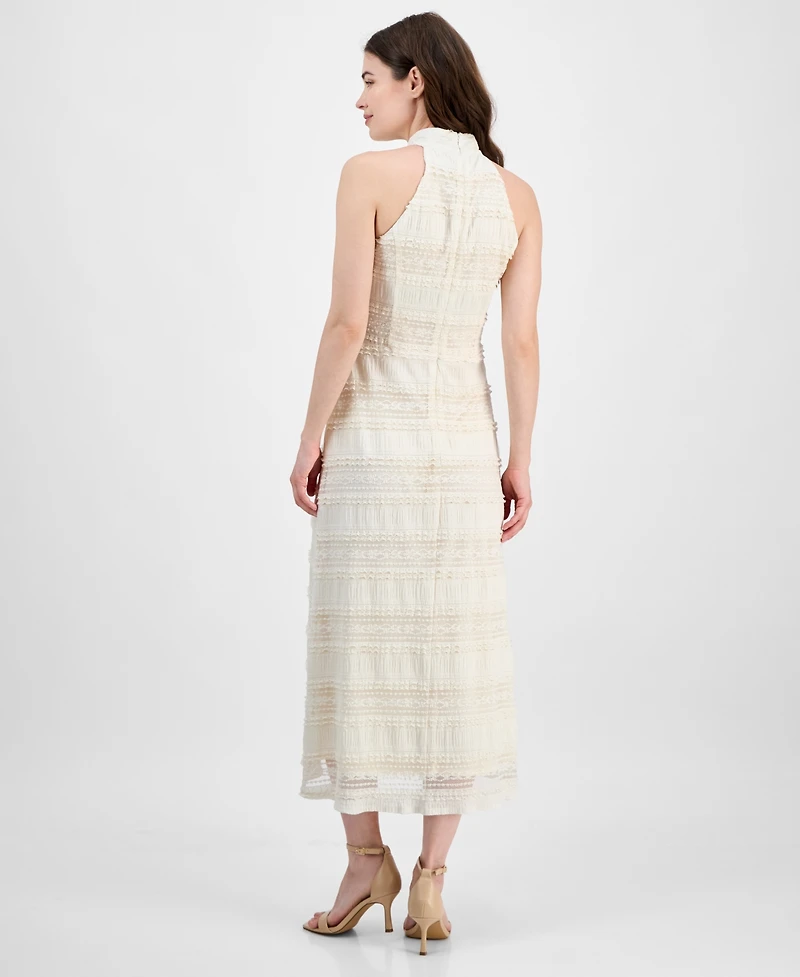 Anne Klein Women's Lace Knit Mock Neck Halter Dress