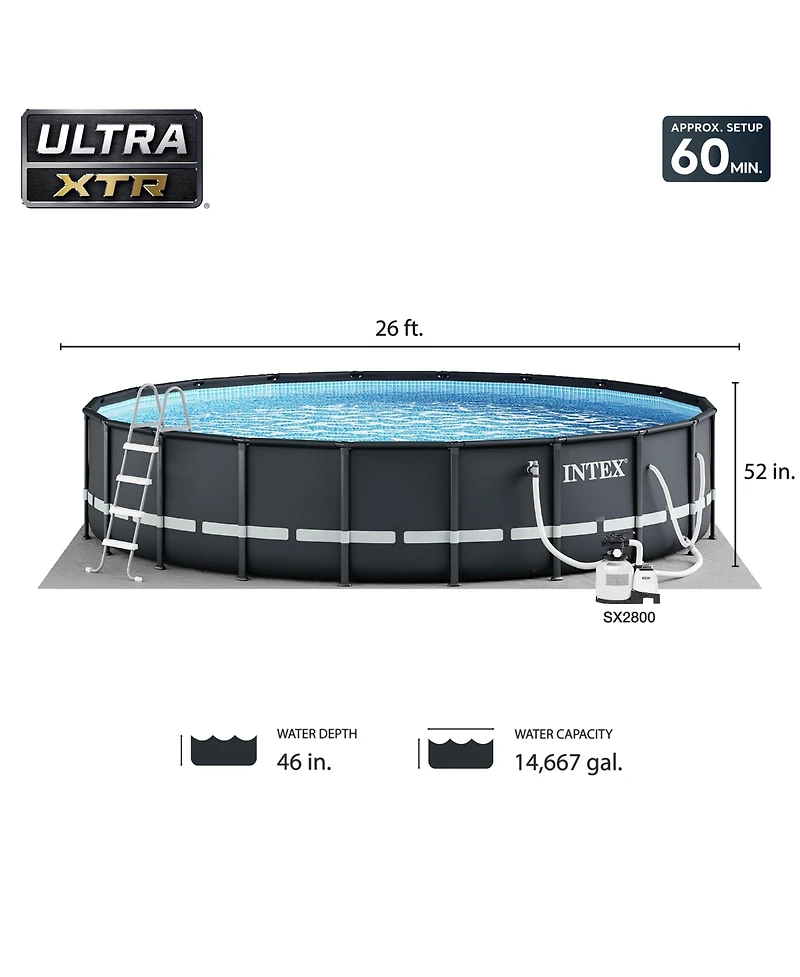 Intex 26ft x 52in Above Ground Pool w/ Inflatable Loungers and Floating Cooler