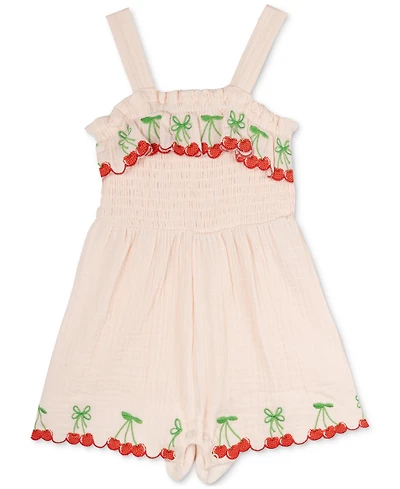 Rare Editions Baby Girls Cotton Cherry Embroidered Romper
