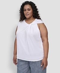 Dkny Plus Twisted-Neck Sleeveless Blouse