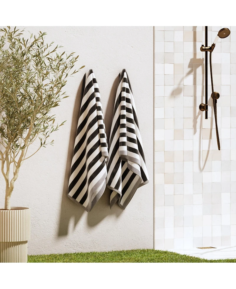 Linery & Co. Oversized Cotton Stripe Border Beach Towel