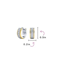 Bling Jewelry Earrings Carved Hoop Huggie Rose Gold & Silver Stainless Steel