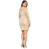 Lara Women's Long Sleeve Cocktail Dress with V-Neckline