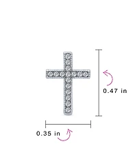 Bling Jewelry Traditional Religious Cz Stud Earrings, Micro Pave Cross, Sterling Silver Cubic Zirconia
