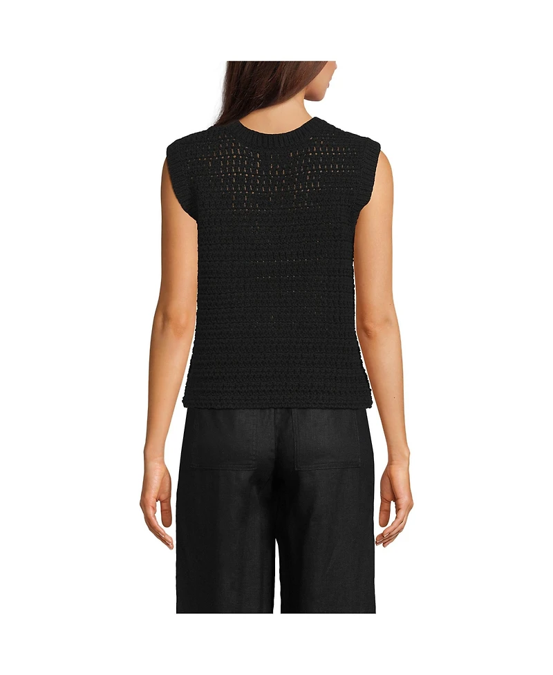Lands' End Women's Blend Texture U Neck Vest Sweater
