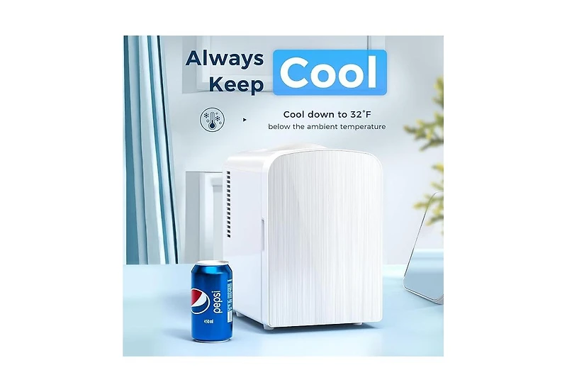 Zafro Compact Portable Mini Fridge,4L capacity fits up to 6 cans, ideal for skincare, beverages, and more. Perfect for bedrooms, cars, offices, and do