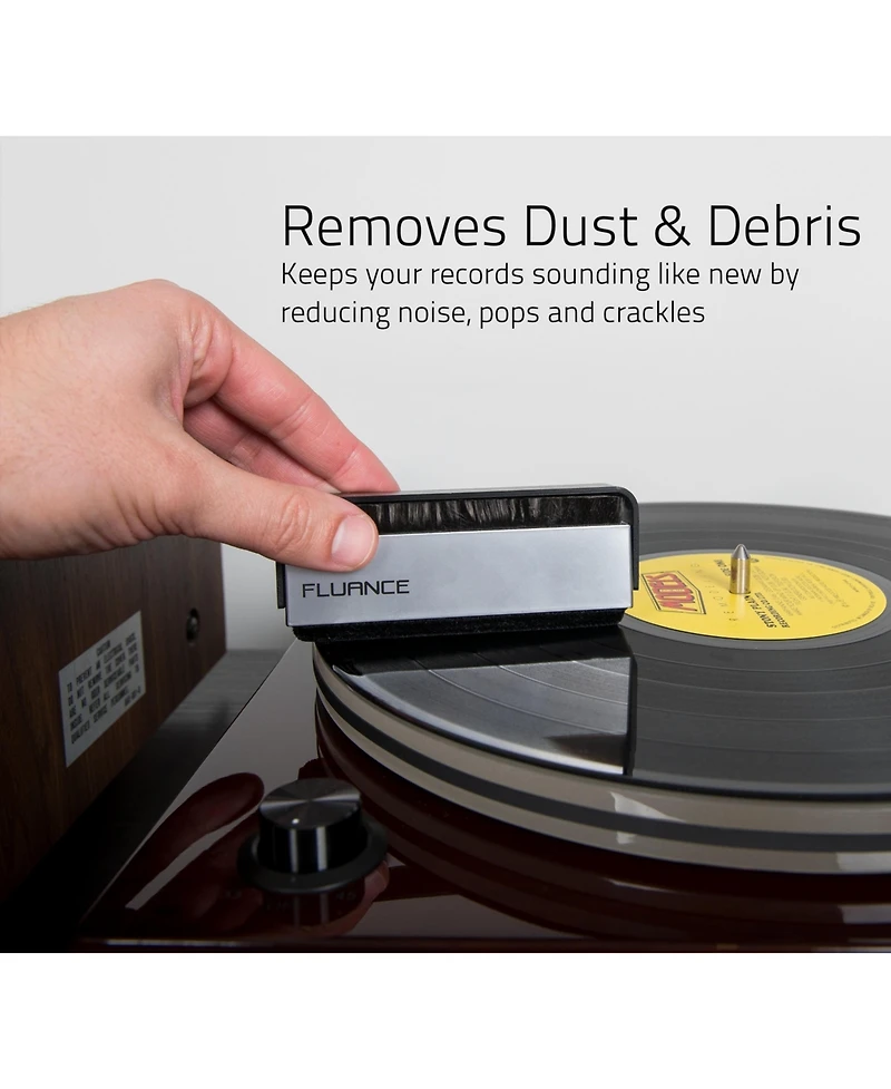 Fluance Vinyl Record & Stylus Cleaning Kit with 2-in-1 Anti-static Carbon Fiber & Soft Velvet Lp Brush and Stylus Brush