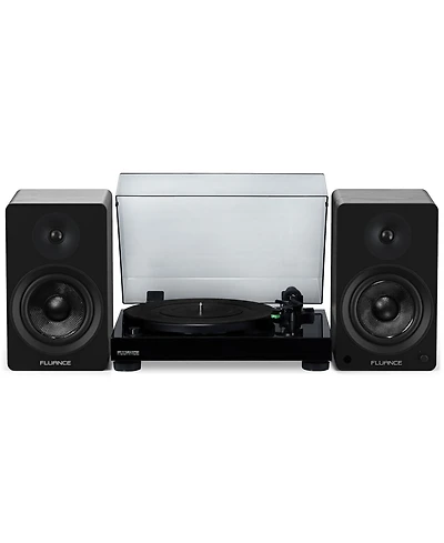 Fluance RT81 Elite High Fidelity Vinyl Turntable (Piano Black), Ai61 Powered 6.5" Stereo Bookshelf Speakers (Black Ash), Diamond Stylus, Belt Dri