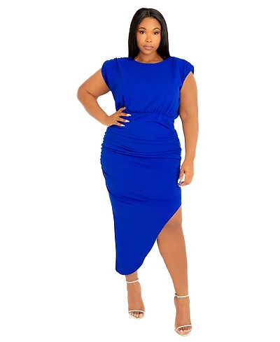 Buxom Couture Plus Sleeveless Asymmetrical Ruched Dress