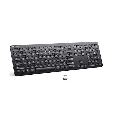 GKA38B Rechargeable Wireless Keyboard, 2.4G Full Size, Black