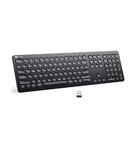 GKA38B Rechargeable Wireless Keyboard, 2.4G Full Size, Black