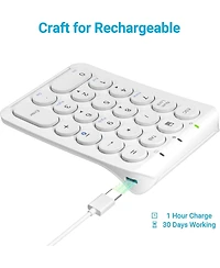 Number Pad, KP08 Bluetooth Number Pad, Ultra Slim and Lightweight