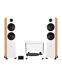 Fluance RT82 Reference High Fidelity Vinyl Turntable (Piano Black), PA10 Phono Preamp and Ai81 Powered Floorstanding Speakers (Black Ash), Ortofon OM1