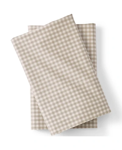 Lands' End 300 Thread Count Cotton Percale Yarn-Dyed Pillowcases