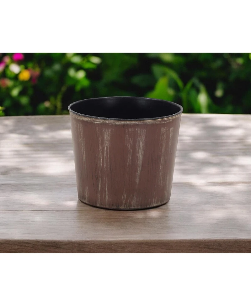 Textural Tone On Tone Plastic Pot Planter For Indoor Outdoor