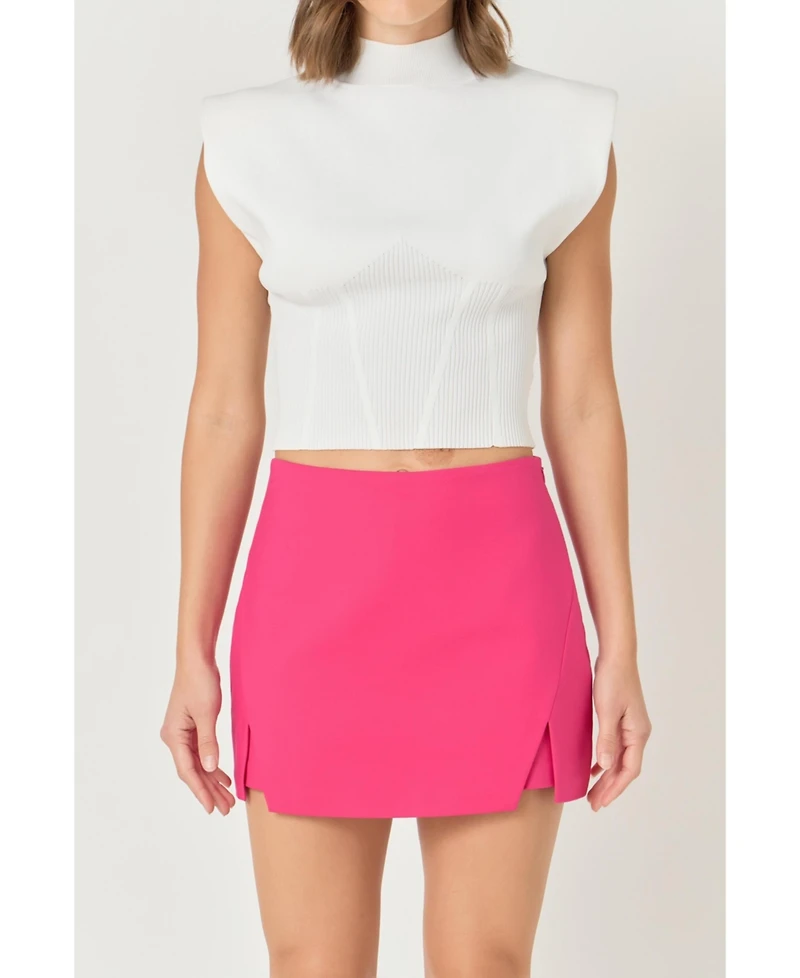 endless rose Women's Mock Neck Padded Knit Top