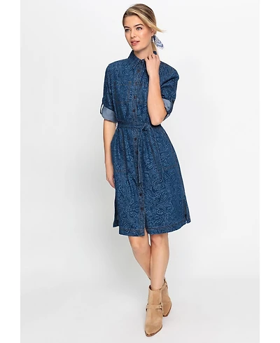 Olsen Women's Paisley Denim Shirt Dress