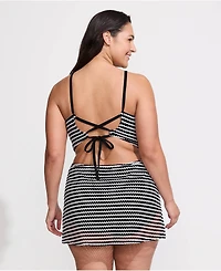 Lands' End Plus Crochet Monokini Swim Dress Swimsuit