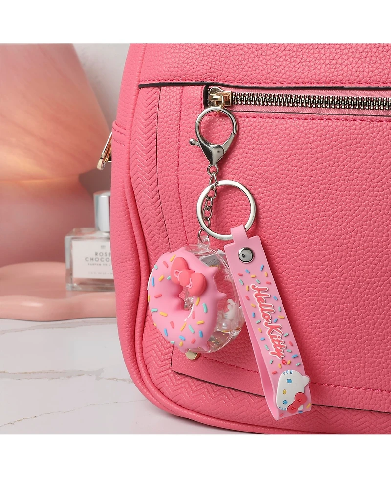 Hello Kitty Donut Keychain with Pink Strap and Sprinkles