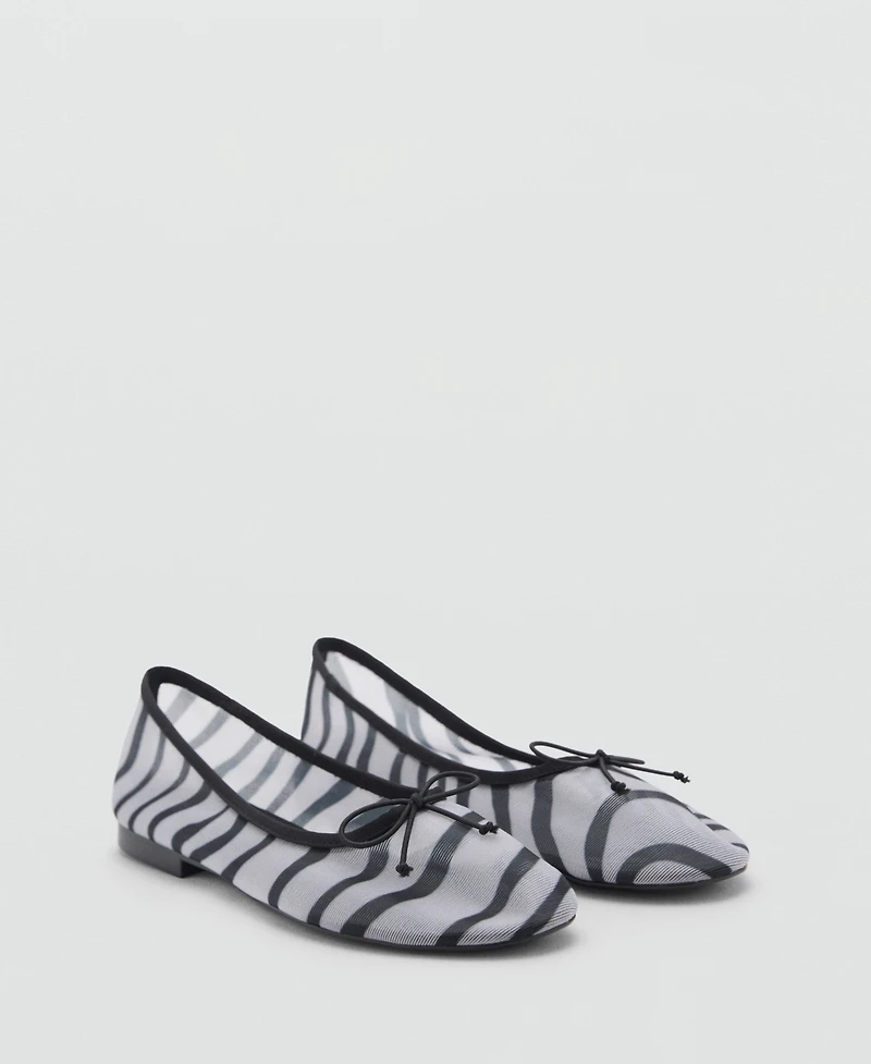 Mango Women's Animal Print Mesh Ballerina Flats