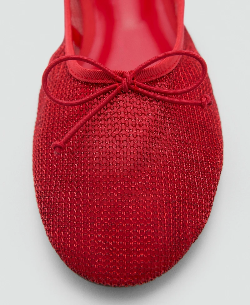 Mango Women's Mesh Bow Ballerina Shoes