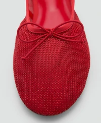Mango Women's Mesh Bow Ballerina Shoes