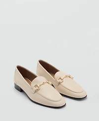 Mango Women's Buckle Leather Moccasins Shoes