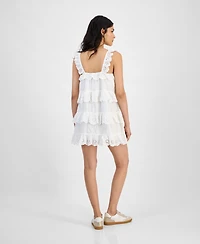 And Now This Women's Eyelet Cotton Tiered Mini Dress, Exclusively at Macy's