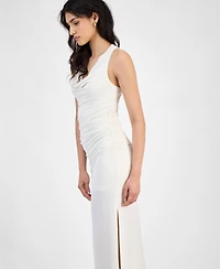 Bar Iii Women's Cowlneck Ruched Side-Slit Dress, Exclusively at Macy's