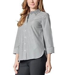 Kasper Women's Gingham Button-Front 2/3-Sleeve Shirt